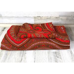 Isaac Mizrahi 2 Pc Red Paisley Boho Cotton Full Duvet Cover And Sham Bedding Set